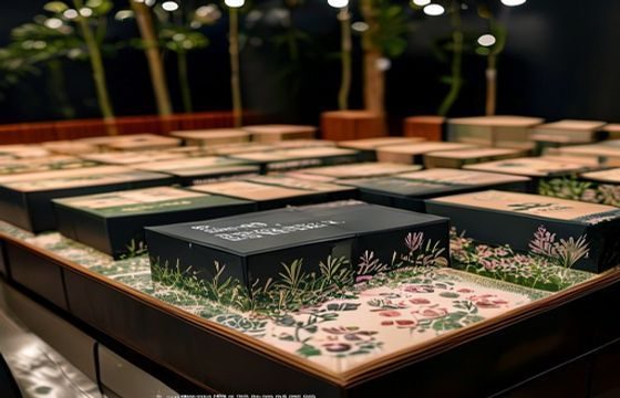 高柳家企业定制案例——某科技公司年会礼品定制现场，精美礼盒整齐排列，高柳家品牌标识清晰可见